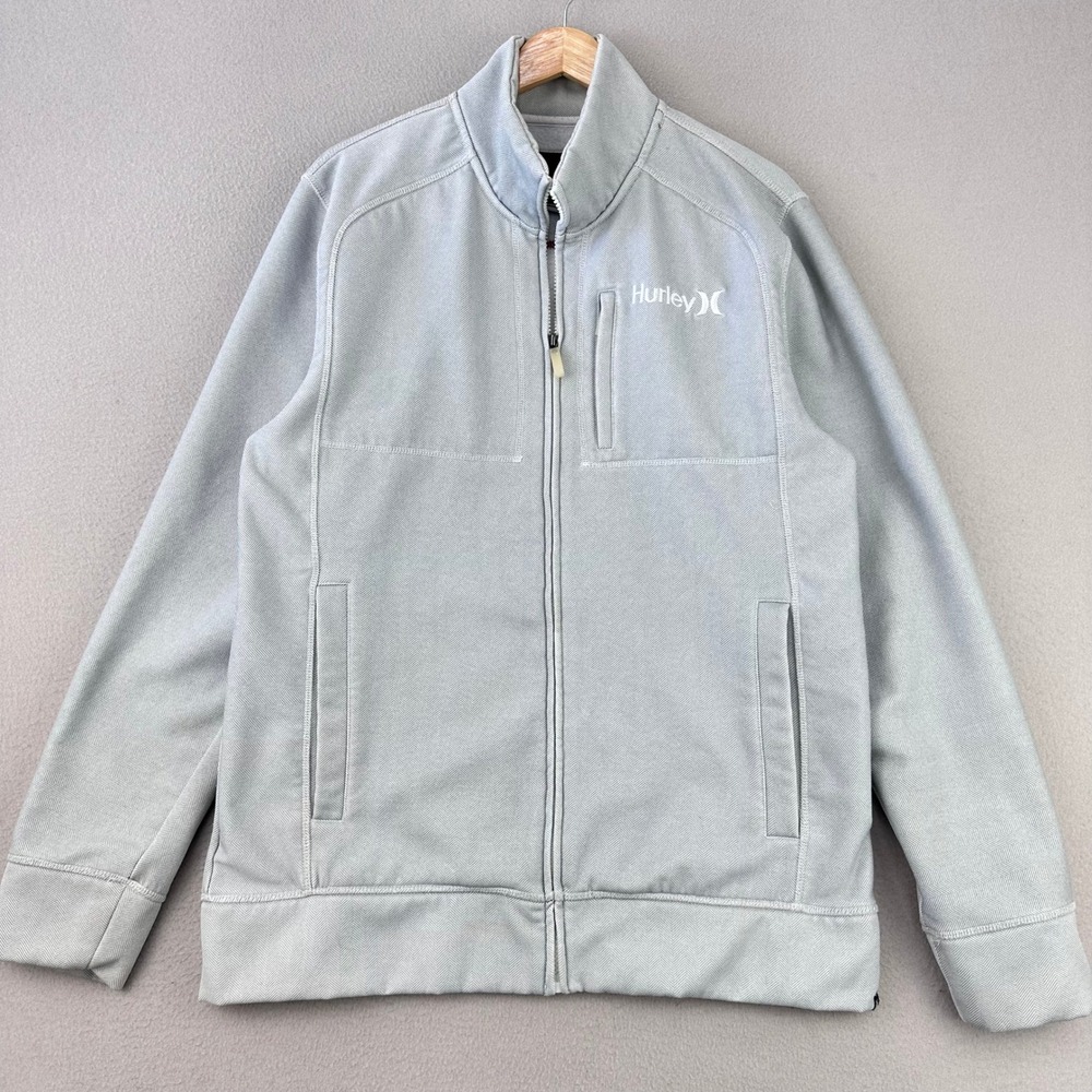 VTG Y2K Hurley Performance Track Jacket Mens L Full Zip Light Gray